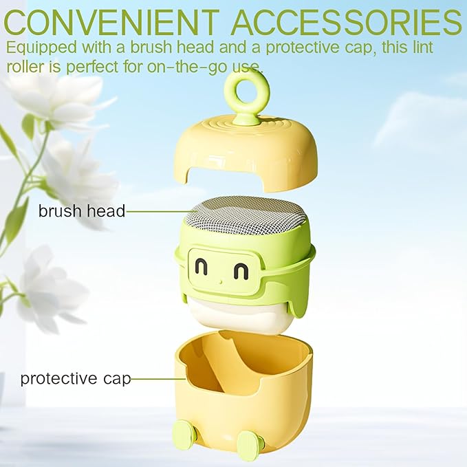 Sticky Lint Roller for Pet Hair, Fuzz, Dust & Debris - Reusable & Washable, Strong Adhesion, Cute Portable Design (Pink)