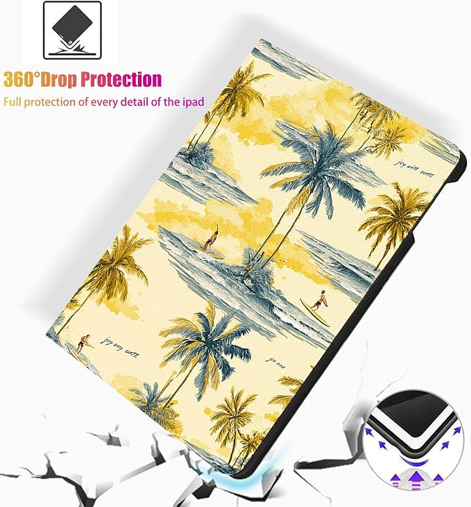 for Microsoft Surface Go 4/3/2/1-10.5" 2021 Tablet Case,Auto Wake/Sleep,Adjustable Stand Protective Cover - Palm Surf Print
