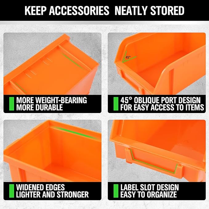 30-Bin Wall-Mounted Storage Bins, Heavy-Duty Garage Tool Organizer for Screws, Nuts, Bolts, Nails, Small Hardware Parts - Easy Installation and Customizable