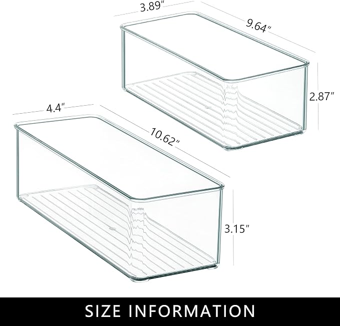 Qilinba 8 PACK Drawer Organizers Deep Drawer Organizer Bins | Clear Silverware Organizer, Stackable Storage Bins for Bathroom, Pantry, Office, Vanity, Desk