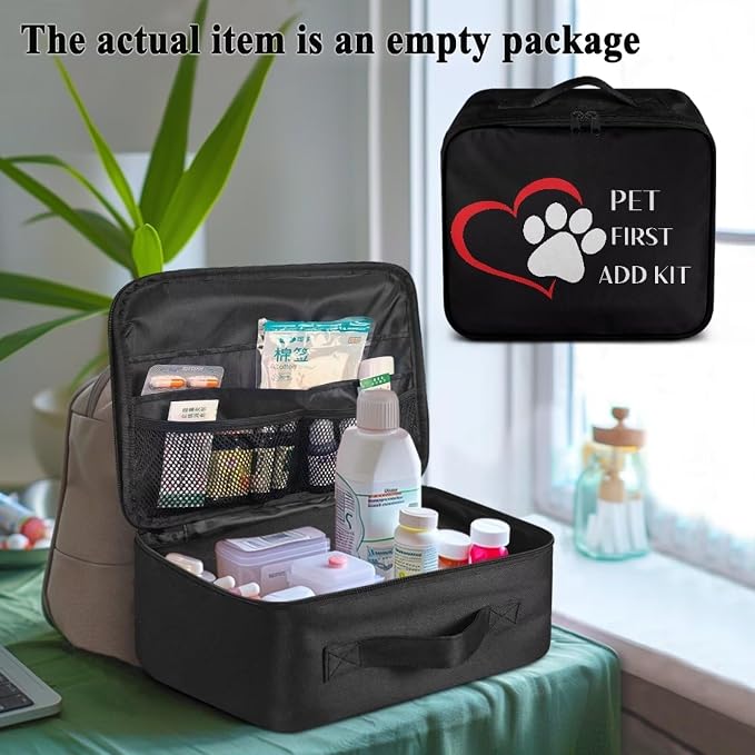 First Aid Kit Bag Pet Paw Hearts Print Empty Medic Bag for Pet Friendly Households and Outdoor Adventures Featuring Wear Resistant Material Breathable Construction Easy Access