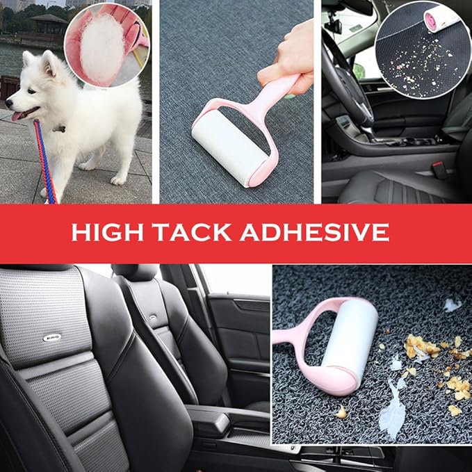 Sticky Lint Roller, Pet Hair Roller, Dog & Cat Hair Remover Kit,4 Refills 240 Sheets, Lint Brush for Clothes, Carpet, Car Seats, Dust, Dogs, Handle (1Handle+4Refills)