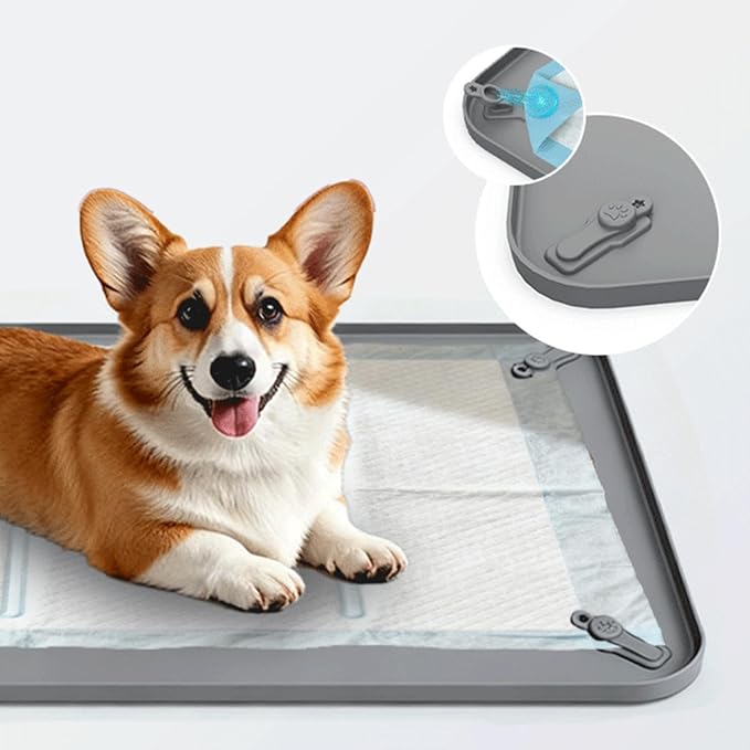 Pee Pad Holder - Silicone Tray, Spillproof Non Slip Pet Training Accessory