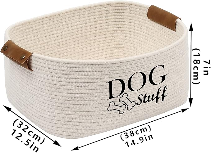 Square Dog toy basket storage Cotton Rope Storage Basket Pet/Pet Toy And Accessory Storage Bin Doy Toy Box-Beige