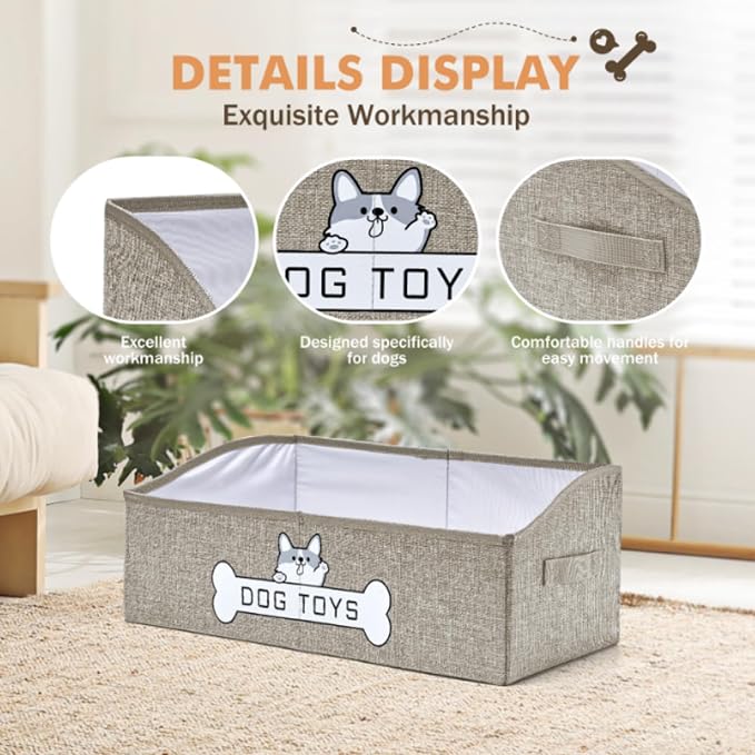 Dog Toy Basket, Specially Designed for Dog Toy Storage, Collapsible Dog Toy Box with Handle，Perfect for Storing Pet Toys and Accessories (Pink)