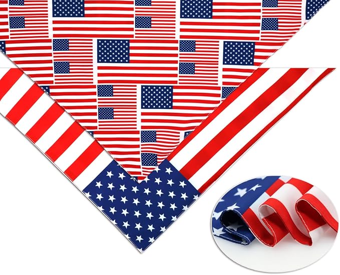 American Flag Dog Bandanas,4th of July Dog Bandana,Large Summer Triangle Patriotic Scarves for Memorial Day and Independence Day,Pet Outfits for Boys and Girls,Red,White & Blue(2PCS,Large)
