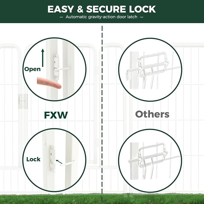 FXW Rollick Dog Playpen, Indoor, Yard & RV Camping, 32" H, 8 Panels | Easy setup, Heavy-duty, DIY layouts, for Small & Medium Dogs, Patented