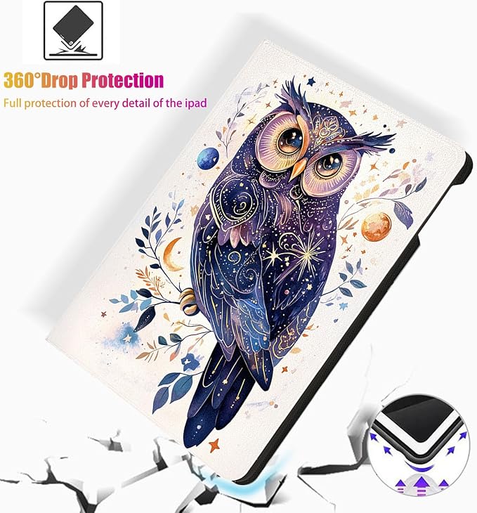 for Microsoft Surface Pro 7 Plus,Surface Pro 7/6/5/4 12.3" Tablet Case,Auto Wake/Sleep,Adjustable Stand Protective Cover - Cute Owl