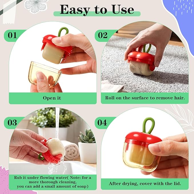 Sliner 3 Pack Reusable Lint Roller Portable Mini Lint Remover for Cat Dog Pet Hair Rollers Washable Roller Sticky Cleaner Remover for Clothes Travel Household
