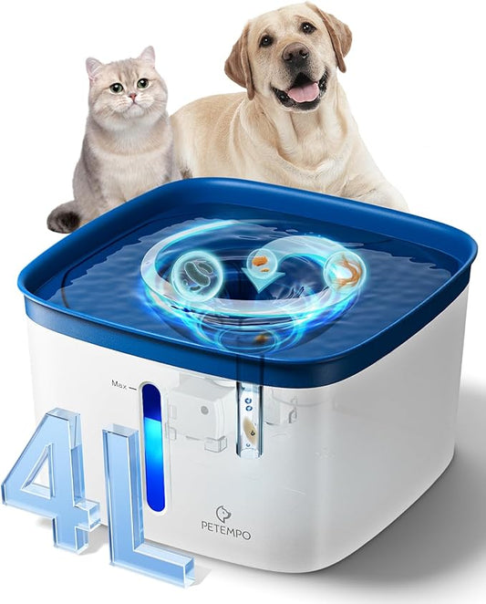 Cat Water Fountain, 135oz/4L Ultra Quiet Dog Water Fountain, Instant Clean Vortex Design, Pet Water Fountain for Cats Dogs Multiple Pets, Automatic Dog Water Dispenser with LED Light