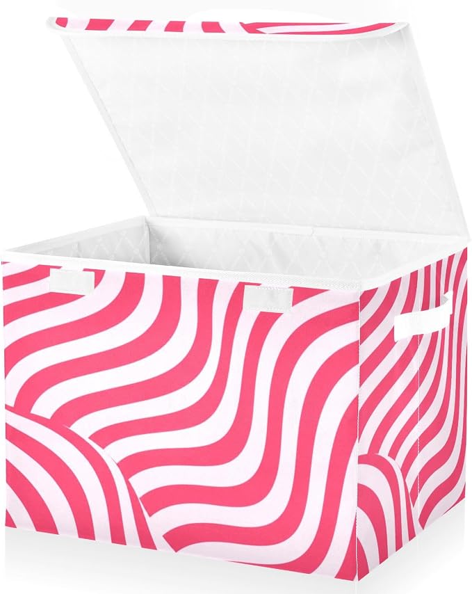 Christmas Fabric Storage Bins with Lid Foldable Storage Boxes 40L Baskets | Decorative Storage Boxes, Foldable & Stackable, Dust-Proof Flip Top, Reinforced Handles, For Home & Dorm, Clothes & Toy Box