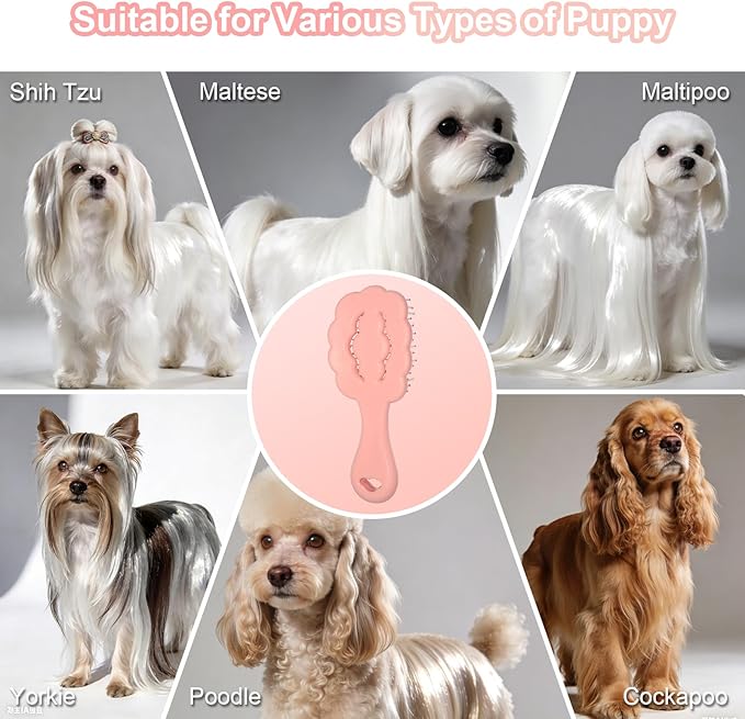 Cloud Shape Small Dog Grooming Brush - Perfect for Shih Tzus, Yorkies, and Maltipoos - Ideal Puppy Hair Brushes for Maltese and Small Breeds (Pink）