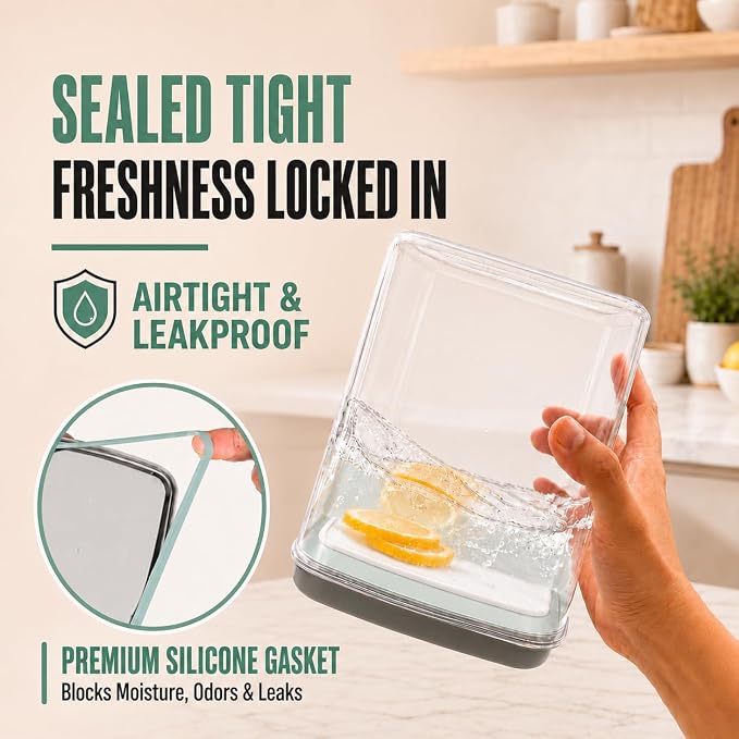 4.2 Qt Airtight Dog Food Storage Container with Scoop, Pop Lid | Includes a 130 ml scoop; clear, stackable BPA-free canister with one-touch pop lid for dry dog kibble, cat food and treats.