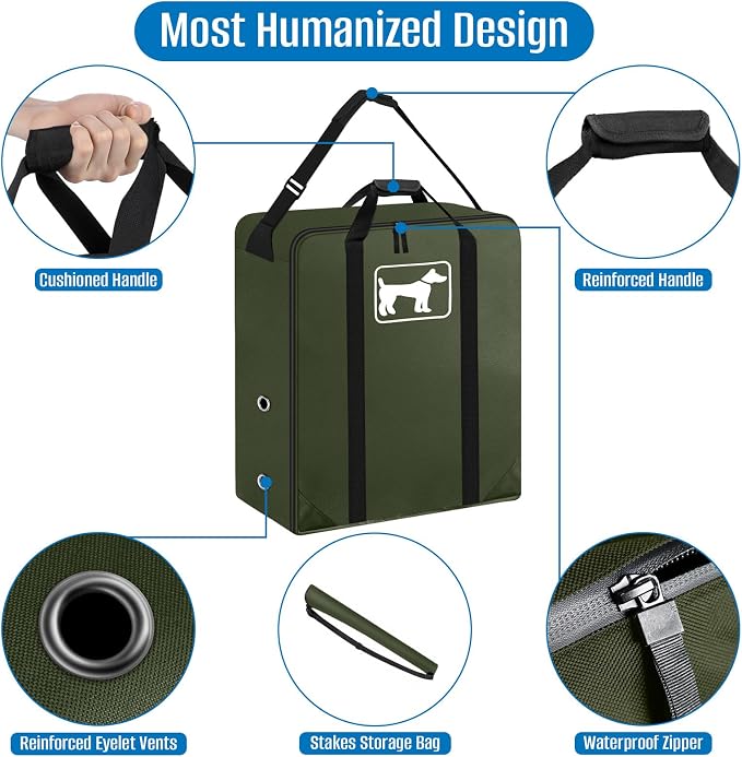 SIRUITON Thick 600D Dog Playpen Storage Bag Fits 32" H 8 Panels & 9 Stakes | Dog Fence Travel Bag for Foldable Exercise Pet Playpens Designed for Camping and RV Trips with Reinforced Double Handles