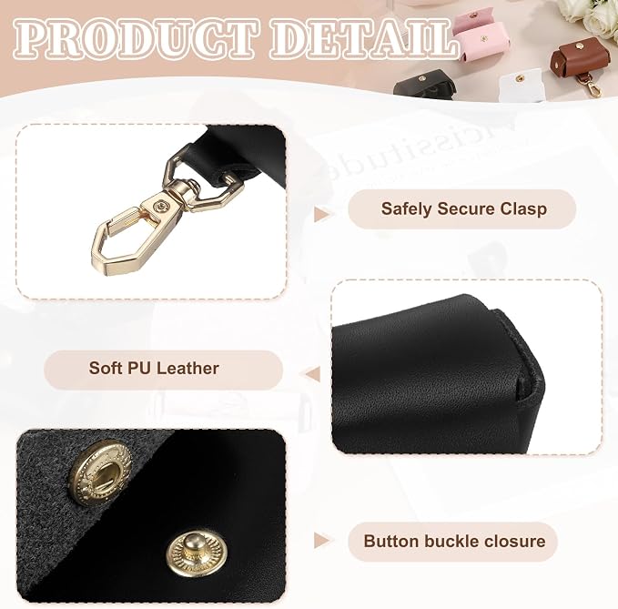 uxcell 2Pcs Dog Ring Bearer, Leather Wedding Pet Ring Pillow Jewelry Holder with Clasp Buckle Closure Portable Storage Organizer Button Closure Pouch for Wedding Engagement, Black