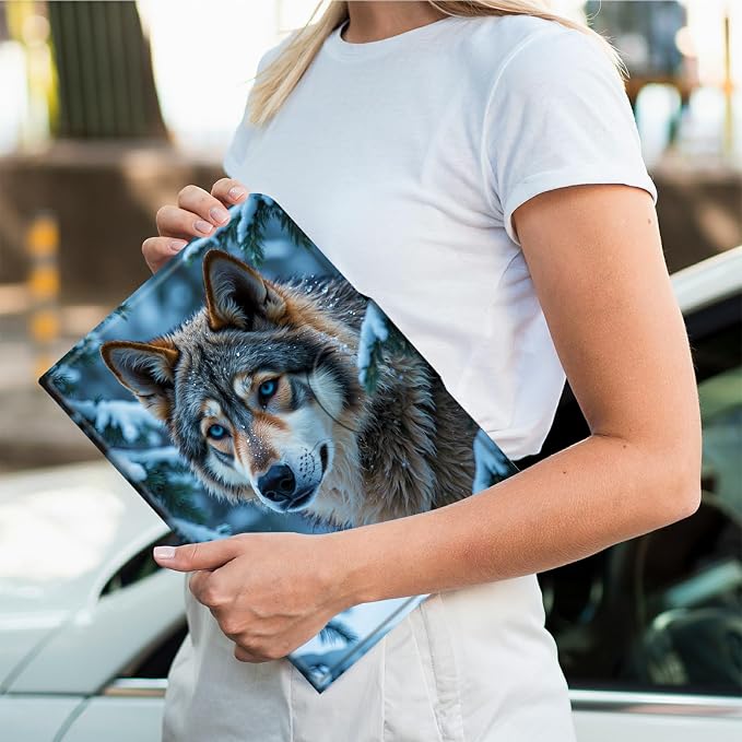 Rotating Handle Case for Samsung Galaxy Tab S6 Lite 10.4" 2024/2022/2020, 360 Degree Swivel Kickstand with Magnetic Closure Shockproof Leather Cover for Women Men, Snow Forest Wolf