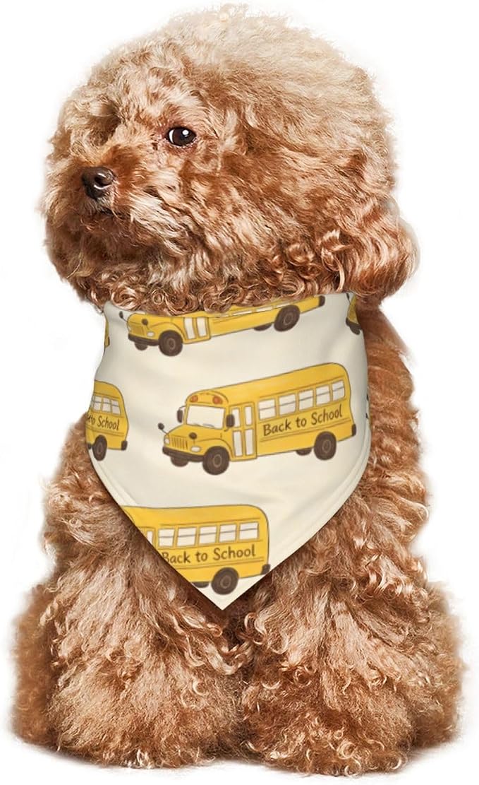 Teacher's Pet Dog Bandana,Funny Bandana Gift,Photo Prop Accessories for Dog Lovers Owner Gift,Triangle Reversible Fall Scarf, Adjustable (Yellow School Bus)