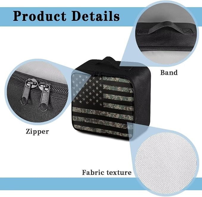 Rnyleeg American Flag First Aid Travel Kit Army Green Camo First Aid Kit Bag Home Emergency Medical Supply Organizer with Handle and Zipper