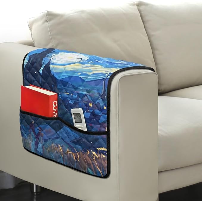 Oil Painting Sofa Armrest Cover Anti-Stain Dustproof Armchair Slipcovers Sofa Arm Cover, Removable Washable Stretch Armchair Slipcovers Universal Stylish Couch Covers