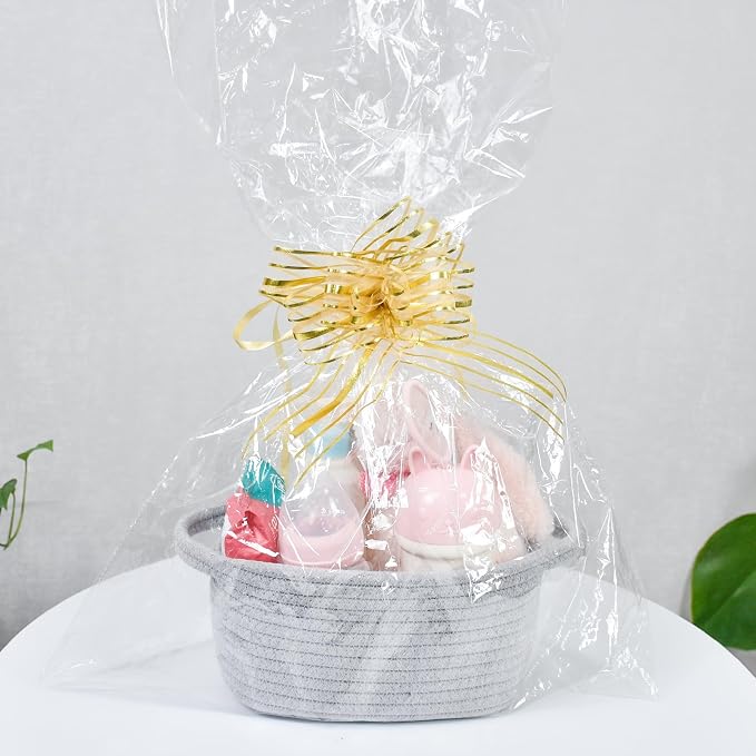ABenkle Small Storage Basket, Mini Basket, Cute Tiny Cotton Rope Woven Baskets, Shelf Storage, Boho Decorative Toy Storage Bin Gift Baskets