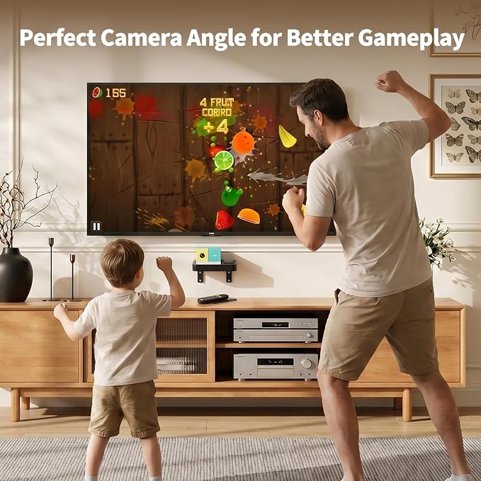 RIBOTS Wall Mounted Holder for Nex Playground Game System with Silicone Remote Case Cover, Wood Shelf for Console & Remote, 3-Step Easy Setup, Storage Organizer for Nex Playground Kids & Families