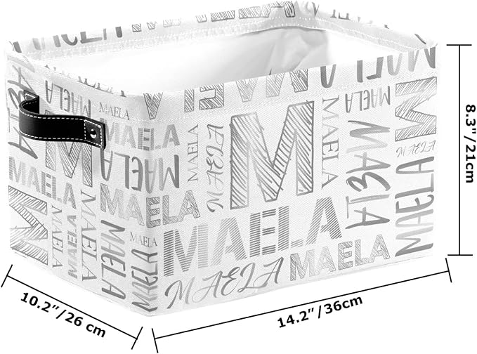 Foldable Personalized Storage Box for Boys Girls with Name Waterproof Kids Custom Storage Bin Baskets Cube Boxes Organizer with Handles for Organizing Shelf Closet, 1 Pack