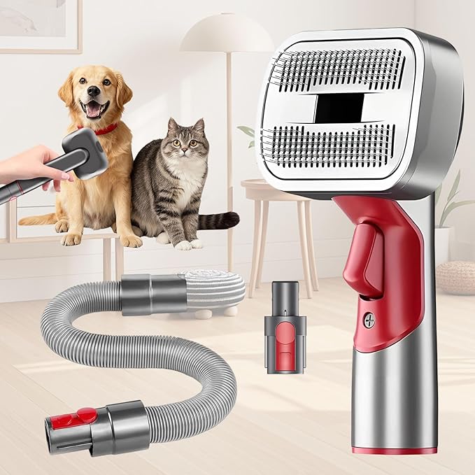 Pet Grooming Kit Dog Hair Vacuum Attachment for Dyson V7 V8 V10 V11 V15， Pet Hairs Parts Head Replacement，Effective Grooming & Cleaning， Hair Grooming Tools for Dog and Cat， 4 Pack