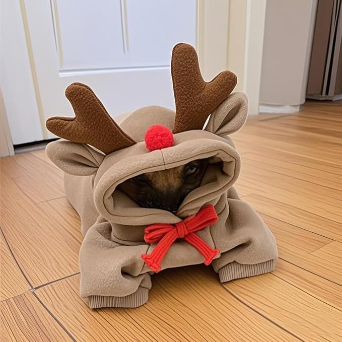 Pet Clothing Dog Transformation Reindeer Shaped Hoodie S | Autumn and Winter Warm Small Large Dog Method Dou Cat Clothes For French Bulldog Chihuahua Pug Boston Terrier Dachshund