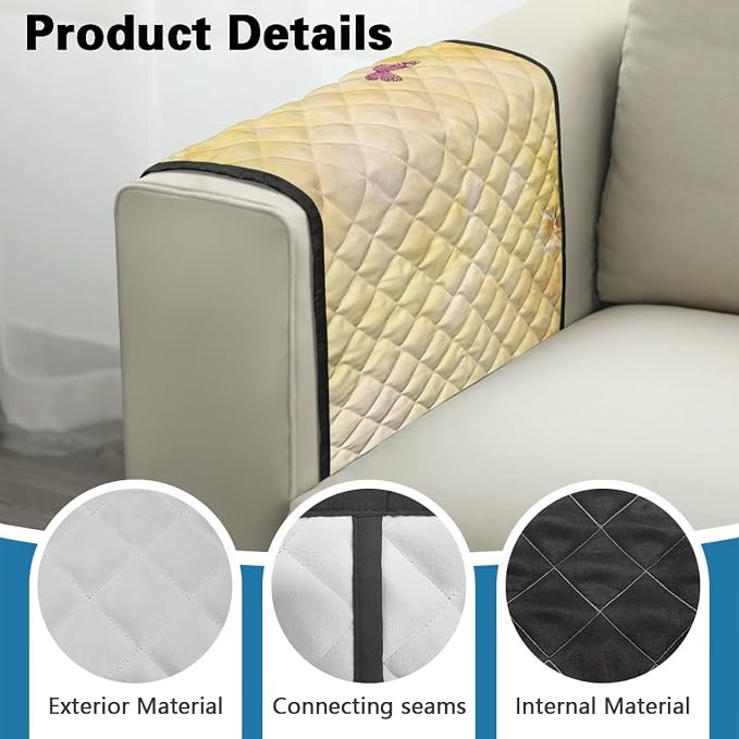 Daisy Butterfly Stretch Couch Arm Covers Breathable Armrest Covers Chairs Arm Cover Easy to Clean, Scratch-Resistant Sofa Arm Protector Cover Home Furniture Decor
