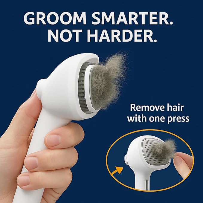 Renu Dog Brush, Renu FreshFur Dog Shower Brush + Bathing Solution, 3 in 1 Self Cleaning Steamy Pet Brushes, Dog Grooming Tool for Long & Short Hair, Removes Loose Hair Reduces Shedding (White)