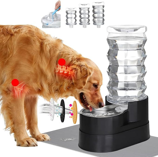 RIZZARI Gravity Water Dispenser for Dogs: 8L Raised Automatic Stainless Steel Waterer -Helps Prevent Urinary Stones - Supports Spine & Joint Health-for Senior Dogs & Large Breeds-Bedrooms & Indoor Use