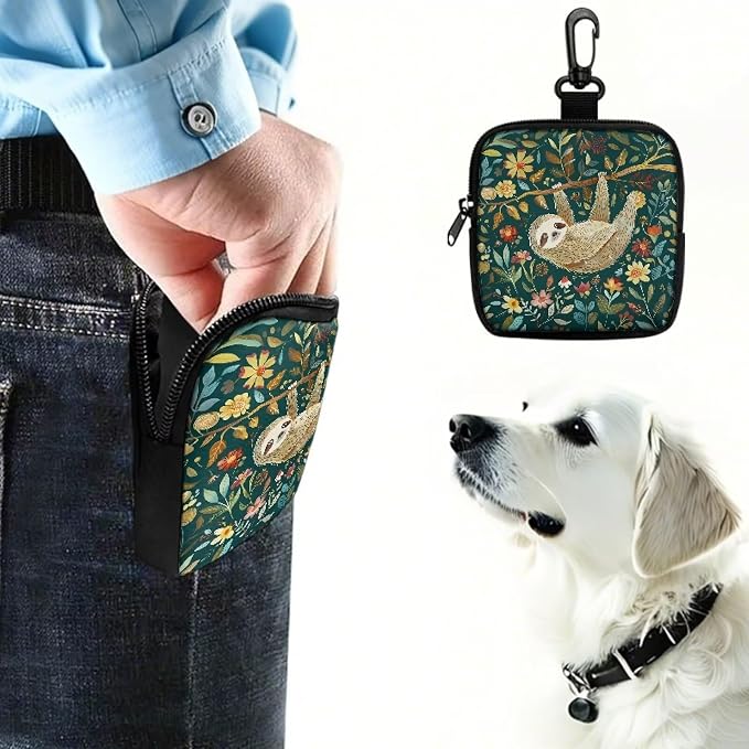 Cute Sloth Dog Treat Pouch, Multifunctional Pouch for Outdoor Activities and Pet Walks, Multi-Functional Puppy Snack Storage Bag, Travel Pet Treat Container for Dog Owners and Trainers