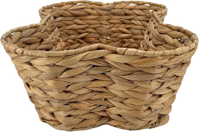 OtterPets Dog Toy Basket, Hyacinth Bone Shaped Dog Toy Bin, 17x13” | Handmade dog toy box, dog toy storage, dog basket, basket for dog toys, dog storage, 17 x 13 in, natural water hyacinth
