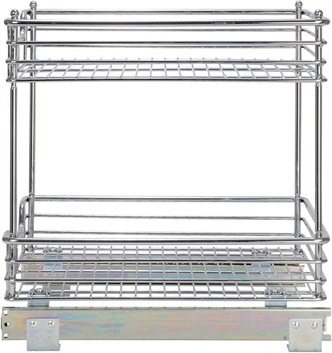 Household Essentials Chromed Steel 2-Tier Artisan Pull-Out Organizer