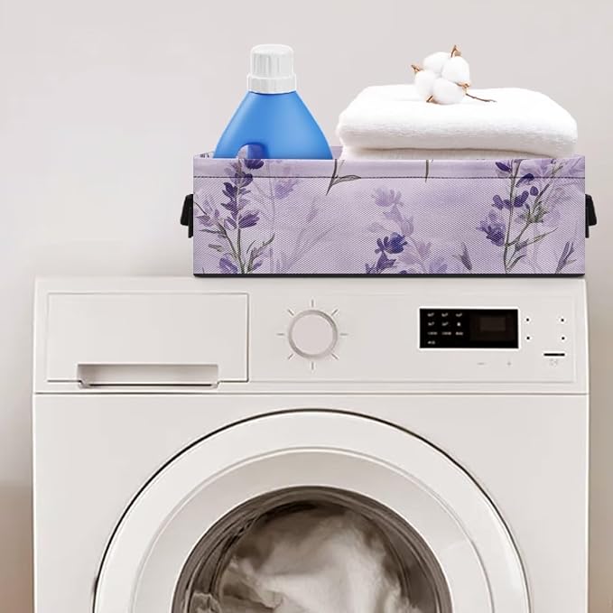 Purple Floral Toilet Paper Baskets for Back of Toilet, Bathroom Basket Toilet Roll Paper Storage Basket Paper Basket for Organizing Bathroom Decor
