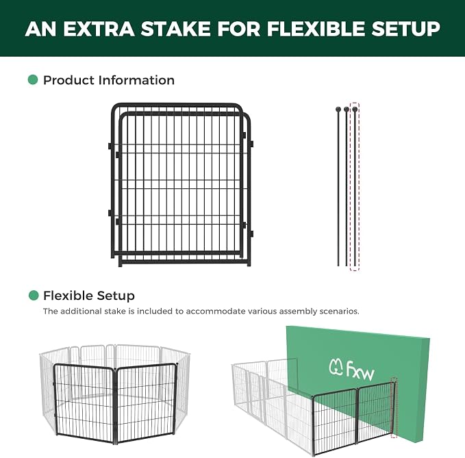 FXW Homeplus Indoor Dog Playpen, 32" H, 2 Panels, for Small & Medium Dogs | Stress-free play, Heavy-duty, Semi-open design, Easy setup, Threshold-free gate, Expandable, Patented