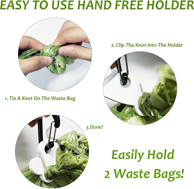 Dog Poop Bag Holder for Waste Bags Dispenser Leash Pet Waste Bag Carrier Hand Free Walking Holder,1PC White Holders