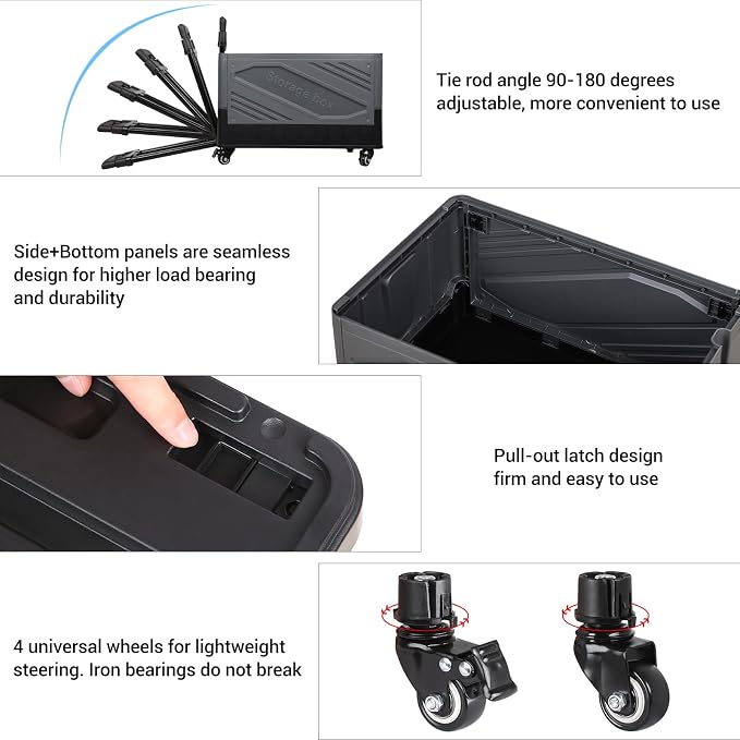 XCBYT 50L Foldable Rolling Crate, Spacious Storage Cart with Wheels | Spacious 50L capacity offers lots of room for groceries, tools or moving. Easy to assemble and folds flat for quick storage