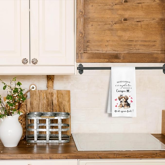 Cavapoo Gifts Kitchen Towels, Dog Lover Owner Gifts for Women Men, No Kitchen is Complete Without a Cavapoo at Your Feet Decorative Dish Tea Hand Towels, 16x24 Inch