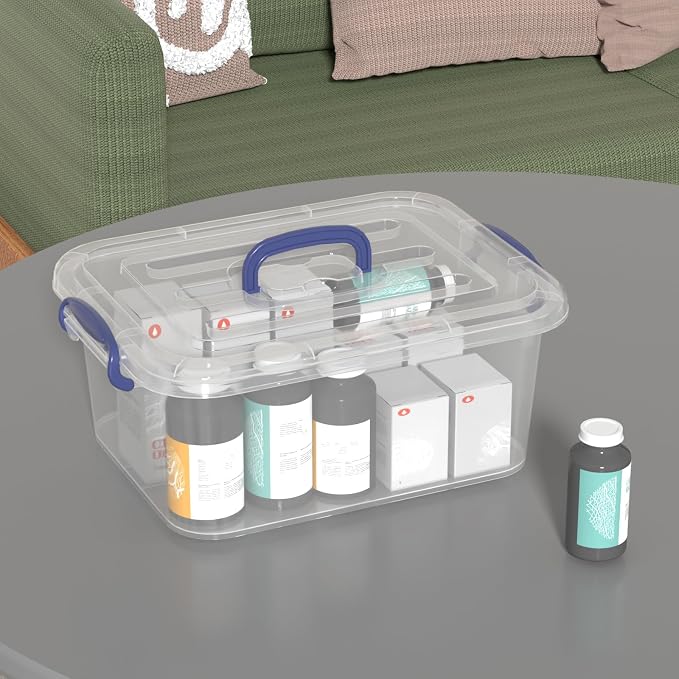 8 Quart Clear Plastic Storage Latch Tote Box with Handle, 2 Packs | Latching Organizing Container Bin with Lids