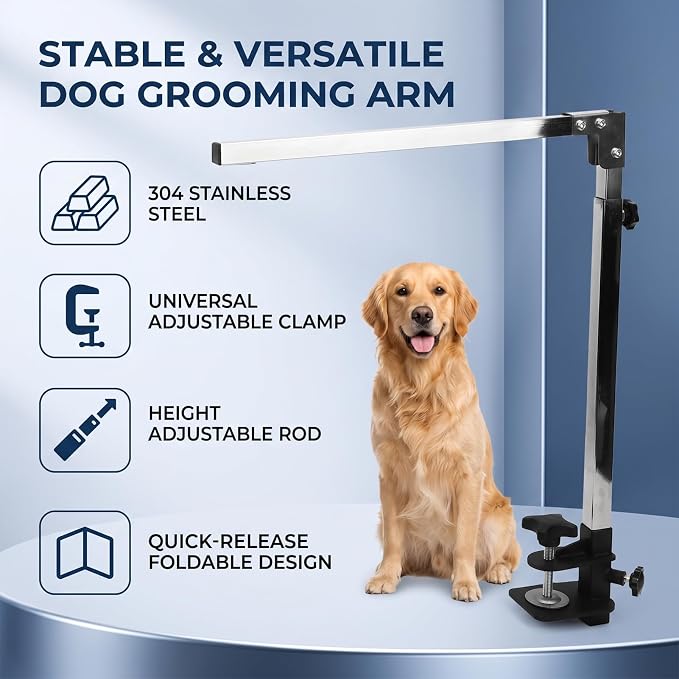 HEEPDD Dog Grooming Arm 304 Stainless Steel Adjustable Clamp