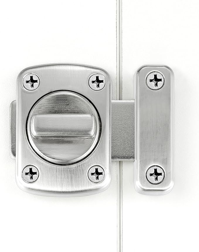Silvery Rotate Bolt Gate Latches,Zinc Alloy Rotary Switch Cabinet Lock | Slide Bolt Latches Lock,Pet Door Lock, for Drawer,Storage Box,Cabinets,Locker, Closet,Pet Cage,Wine Cabinet,Protect Privacy