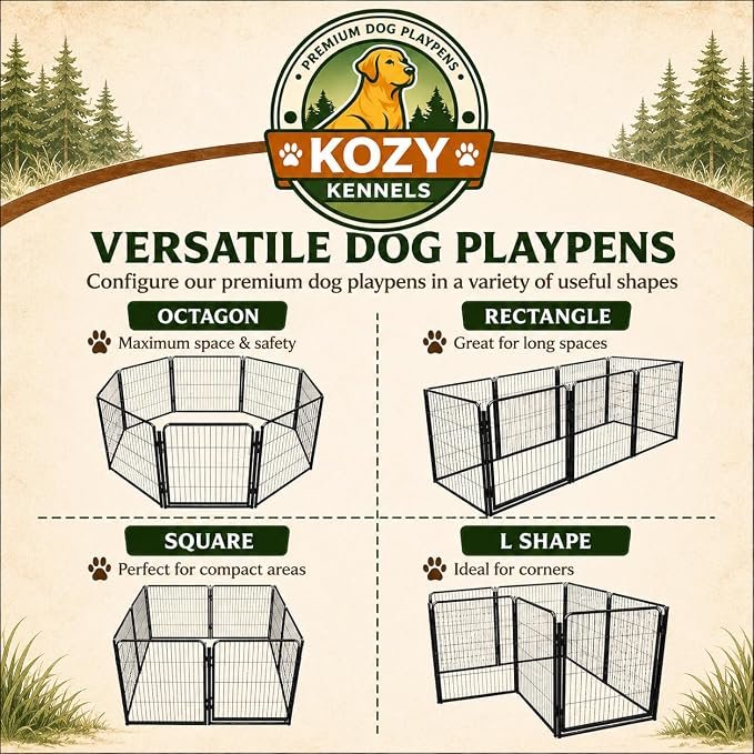 Outdoor Dog Playpen - 24 inch, 40 Panels for Small and Puppy Size Dogs - Heavy Duty Metal Pet Fence with Black Anti-Rust Coating - Portable Exercise Play Pen for RV, Camping, and Yard