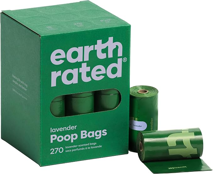 Earth Rated Dog Poop Bags on Refill Rolls, 270 Bags, Lavender | Guaranteed Leak Proof and Extra Thick Waste Bag Refill Rolls