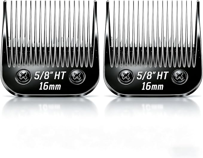 Dog Grooming Replacement Blades Compatible with Andis Dog Clippers,Most OsterA5, Wahl KM Series Pet Clippers for Animal Dog,Cat,Horse (Black-5/8 HT-2PCS)