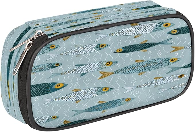 Pencil Case Large Capacity Pencil Bag Cute Fish Pattern Pouch Box Organizer Pen Case, School Supplies for Teen Adult