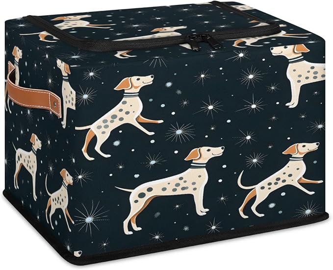 Pardick Dog Puppy Storage Bin Storage Basket with Zipper Lid Collapsible Cloth Organizer Closet Shelf Basket Cube Bins Dustproof Clothes Organizer for Bedroom, Nursery