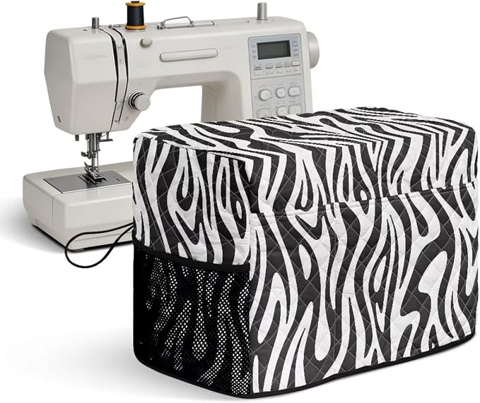 Sewing Machine Cover Polyester Febric Classic Zebra Texture Print | Dust Pet Hair Protection,Quilting Design,Fits Standard Singer,Brother Janome Machines,Protecting Decorating Your Sewing Space