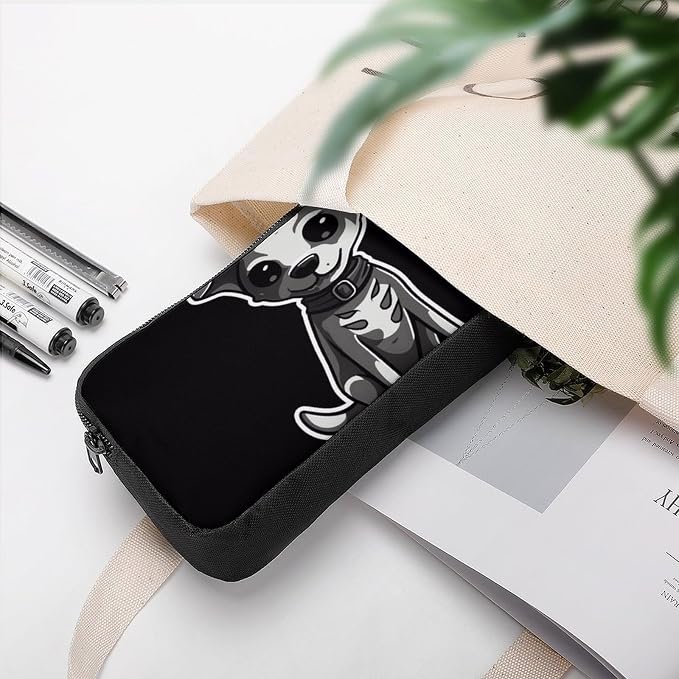Pet Dog Stickers Large Capacity Pencil Case with Double Zipper - Aesthetic Stationery Pen Organizer Pouch, Portable Storage Bag for Office Supplies, Travel & Cosmetics