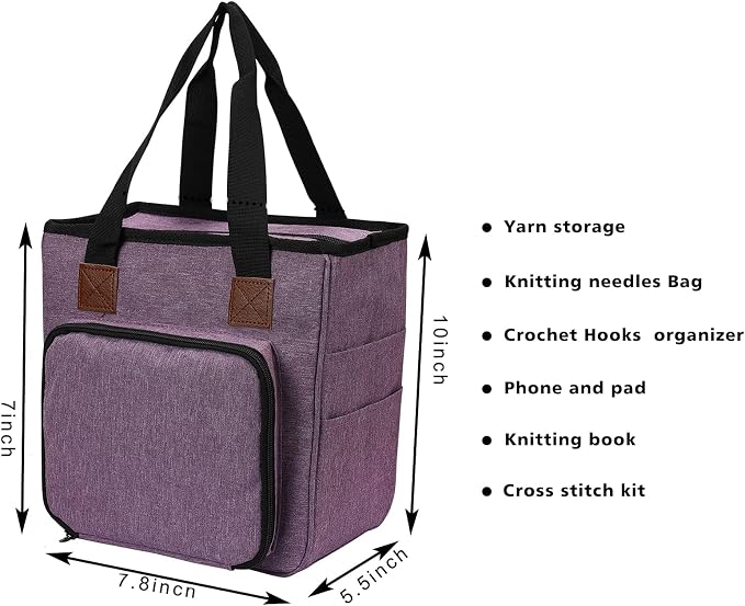 crochet bag,knitting bagBackpack and Tote Bag Storage Bag ，Large capacityYarn Storage Organizer Travel Crochet Bag Women Carrying Crochet Accessories Knitting Needles Crochet